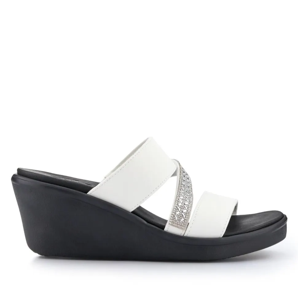 Rumble On Wedge-Heeled Mules - White