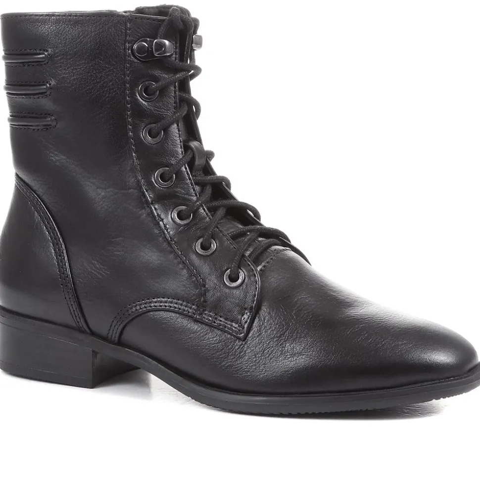 Sabina-03 Leather Ankle Boots - Black
