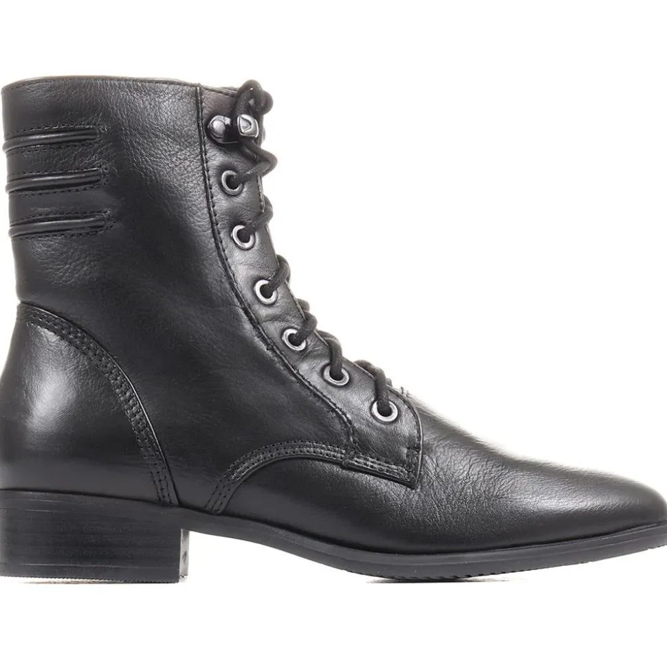 Sabina-03 Leather Ankle Boots - Black