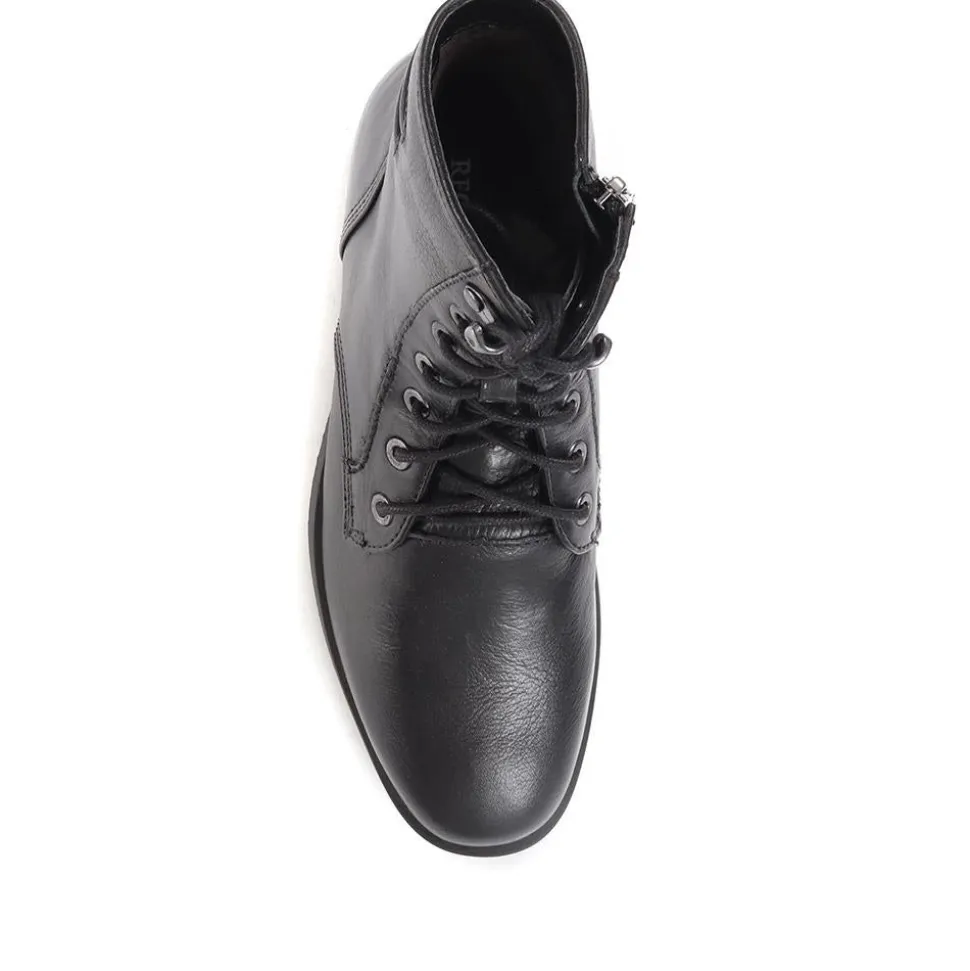 Sabina-03 Leather Ankle Boots - Black