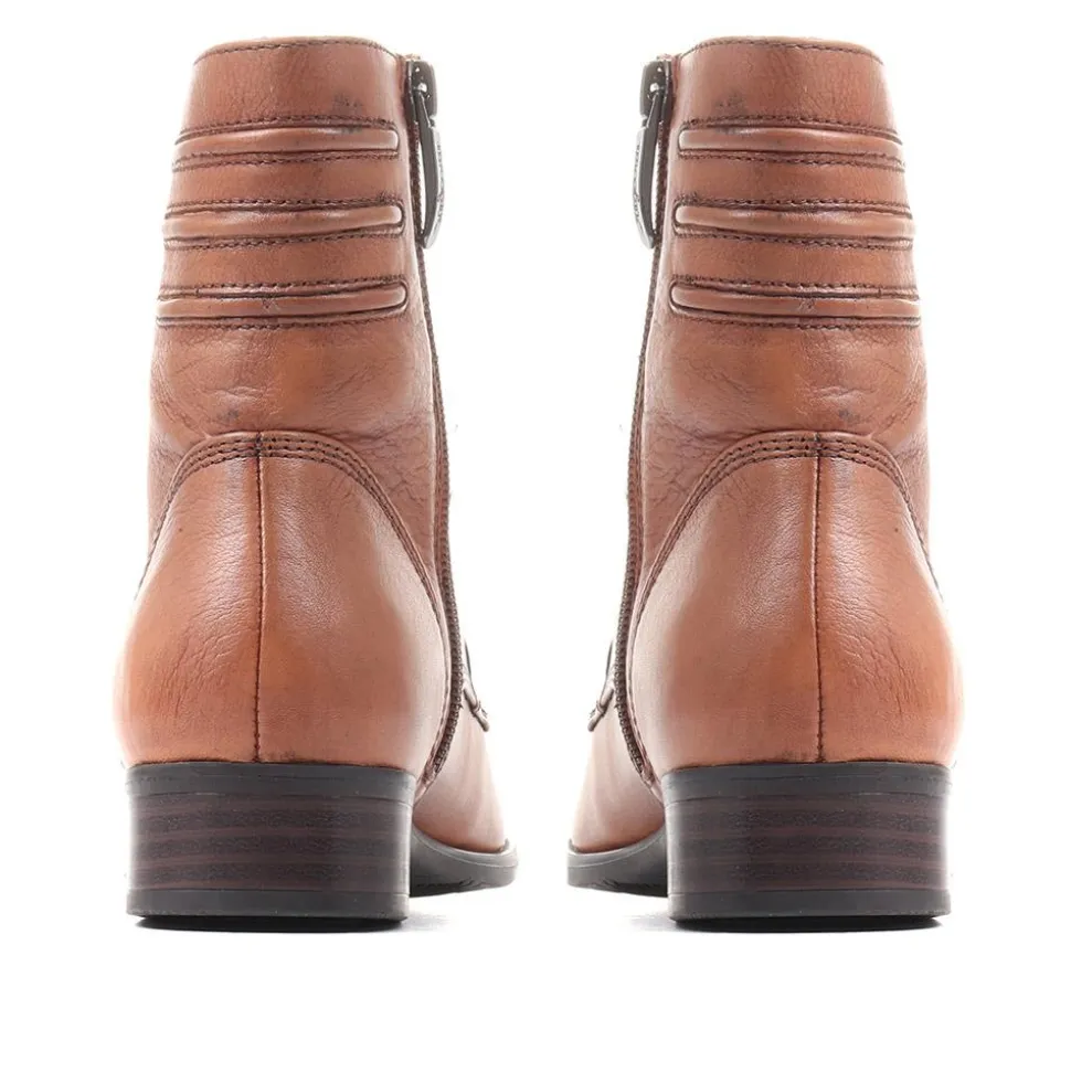 Sabina-03 Leather Ankle Boots - Tobacco