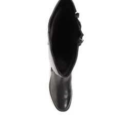 Sabina-01 Leather Knee High Boots - Black
