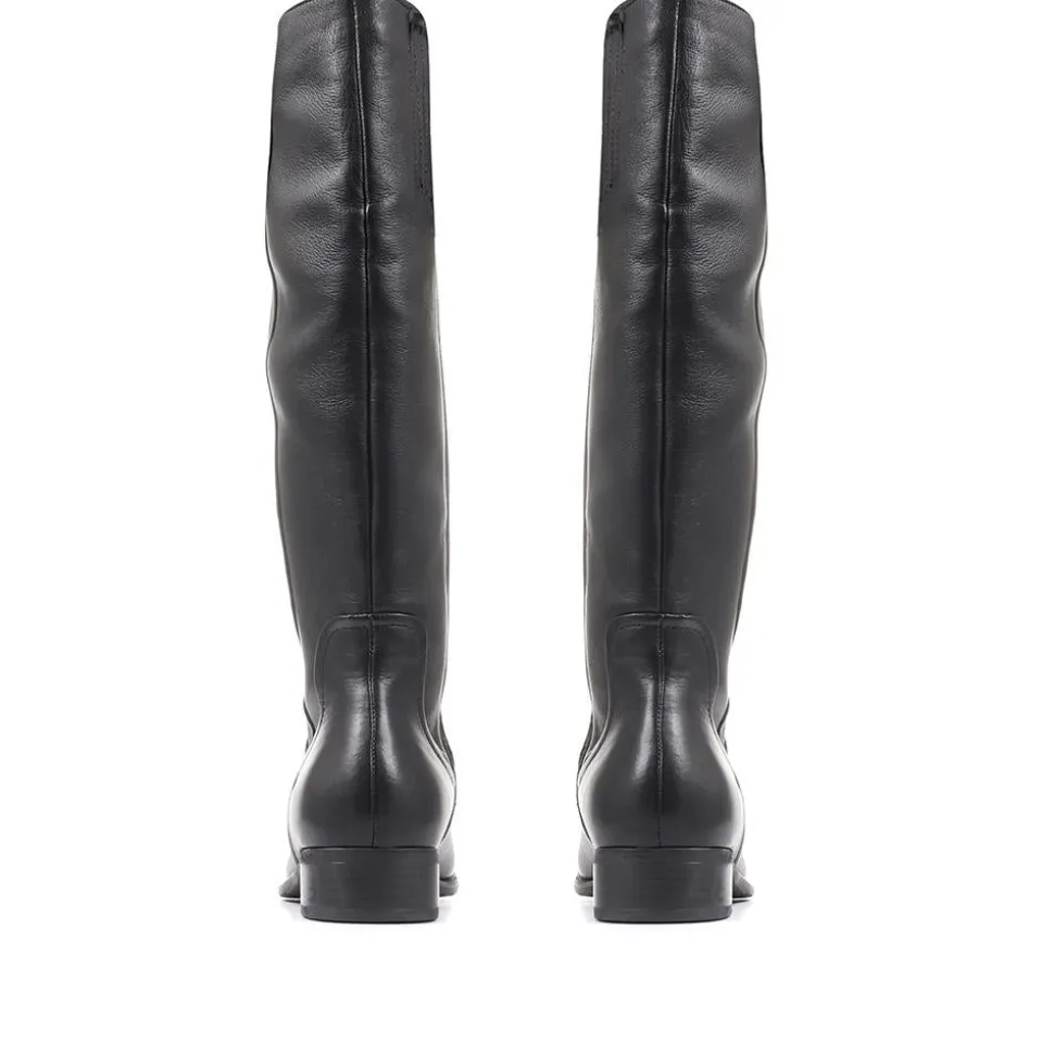 Sabina-01 Leather Knee High Boots - Black