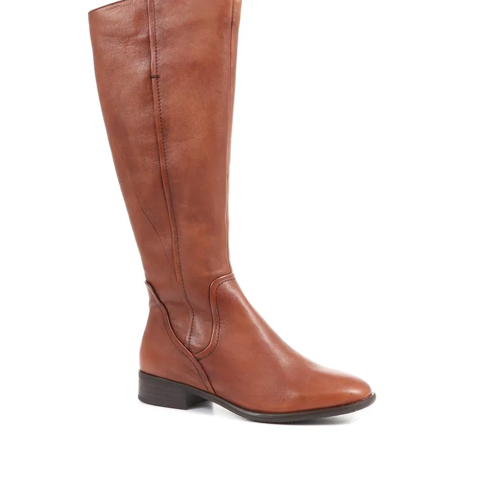 Sabina-01 Leather Knee High Boots - Tan