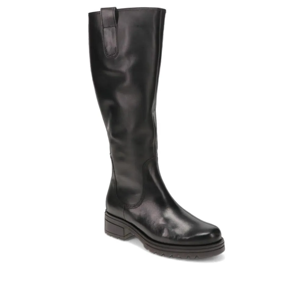 Sadberge Leather Block-Heeled Long Boots - Black
