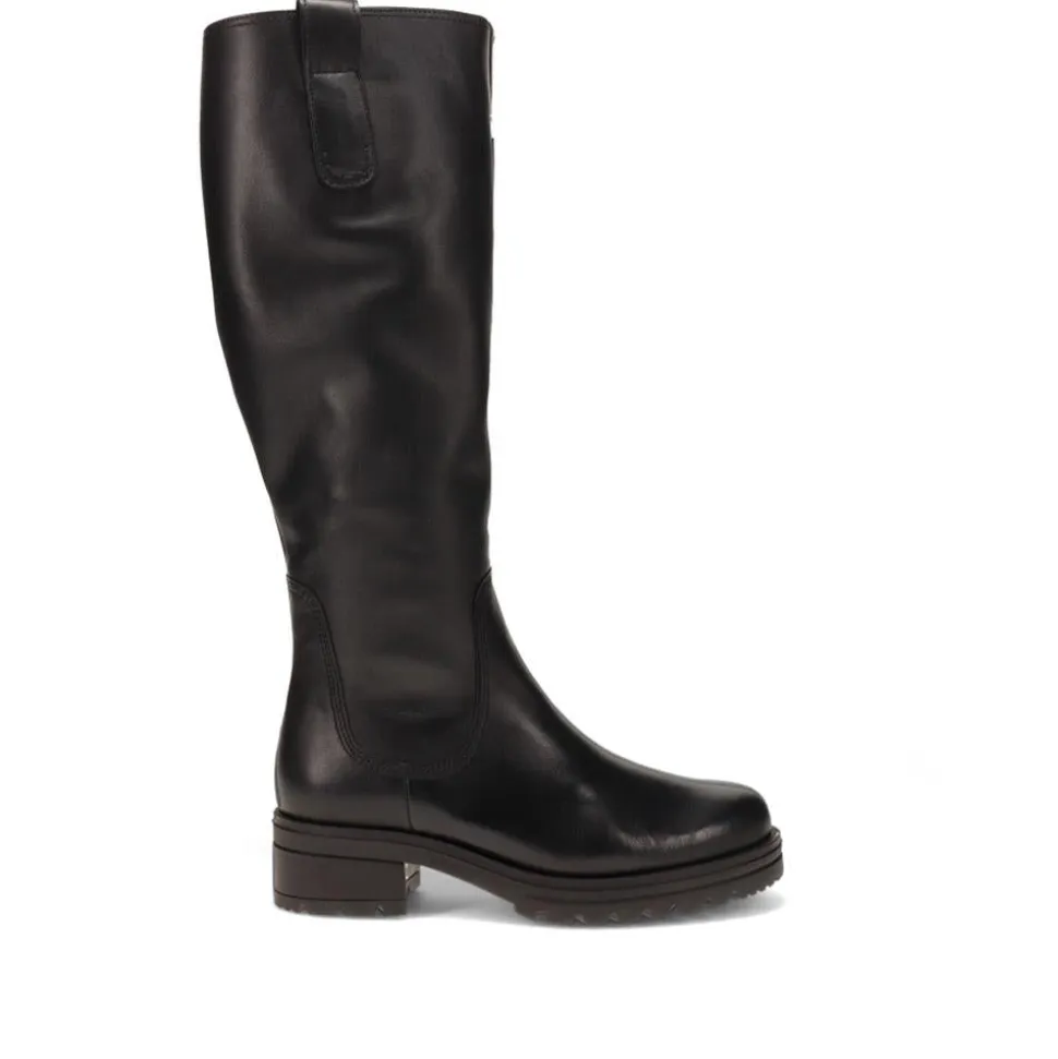 Sadberge Leather Block-Heeled Long Boots - Black