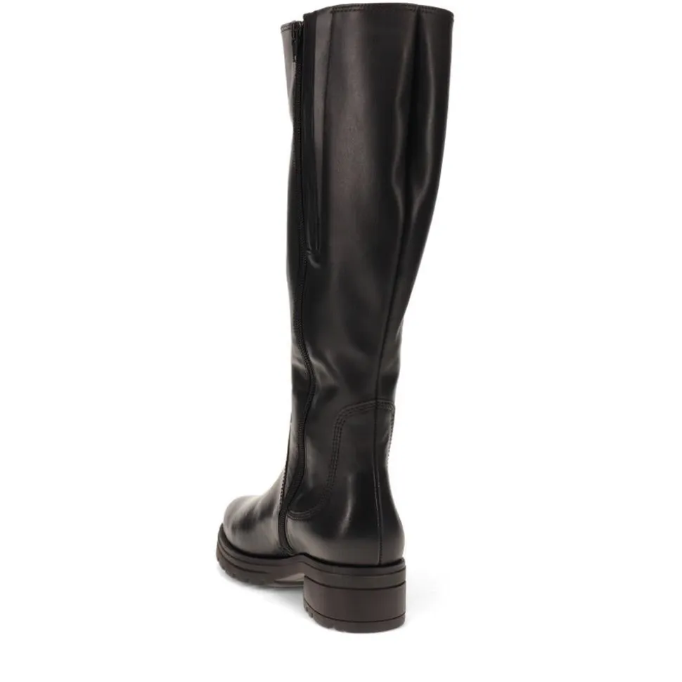Sadberge Leather Block-Heeled Long Boots - Black