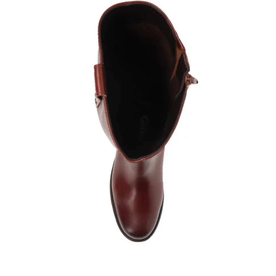 Sadberge Leather Block-Heeled Long Boots - Cognac