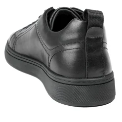 Salvador Leather Lace Up Trainers - Black Leather