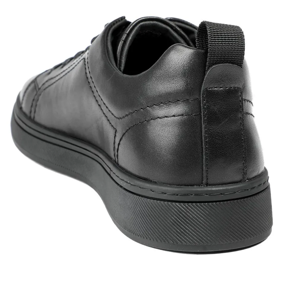 Salvador Leather Lace Up Trainers - Black Leather