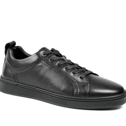 Salvador Leather Lace Up Trainers - Black Leather