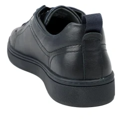 Salvador Leather Lace Up Trainers - Navy Leather
