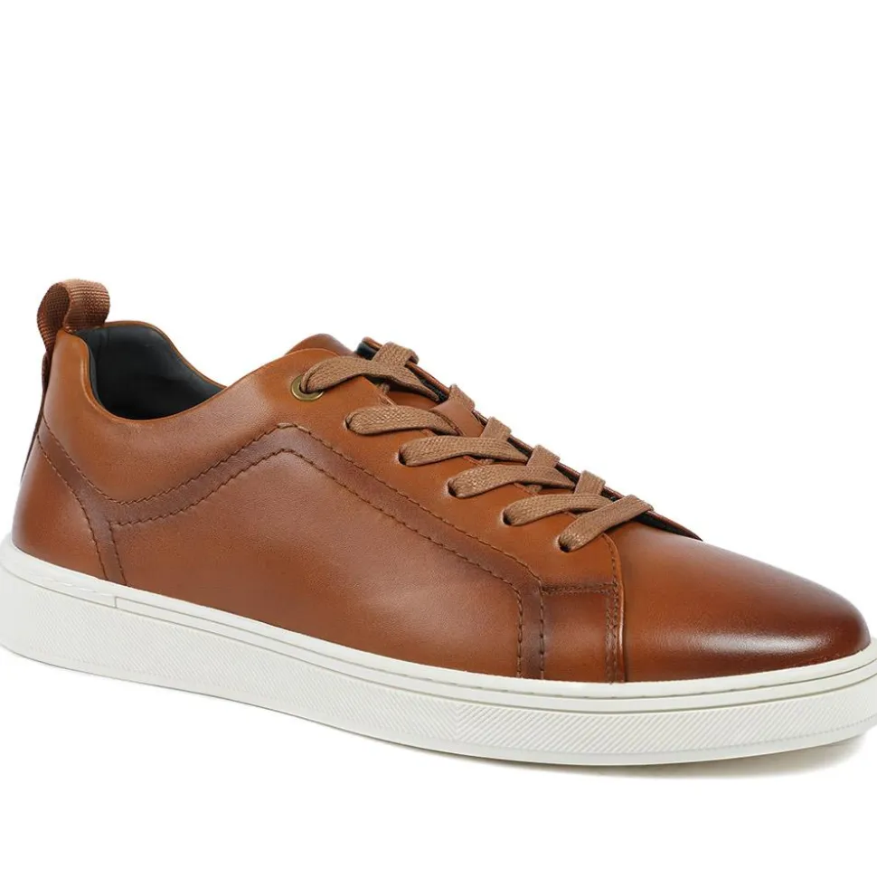 Salvador Leather Lace Up Trainers - Tan Leather