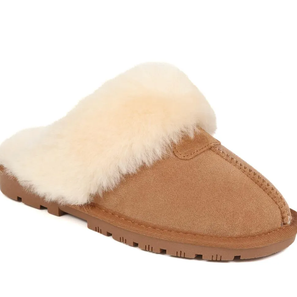 Sheepskin Lined Slippers - Chestnut
