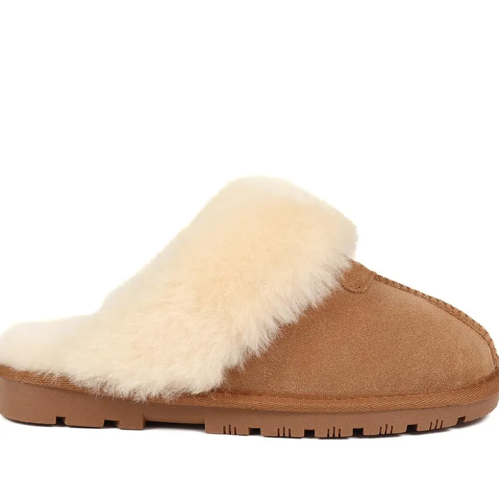 Sheepskin Lined Slippers - Chestnut