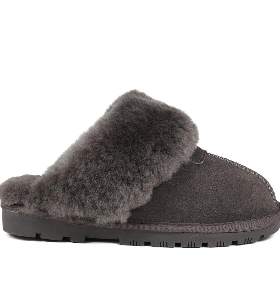 Sheepskin Lined Slippers - Grey