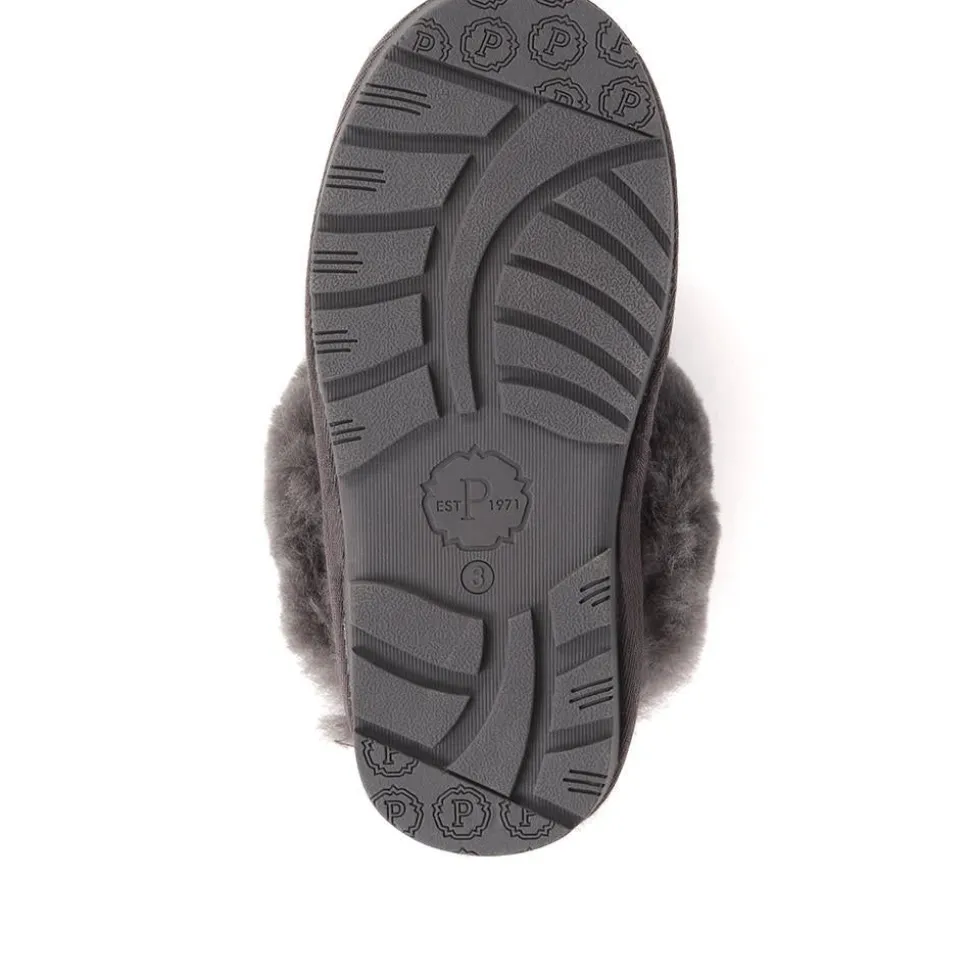 Sheepskin Lined Slippers - Grey
