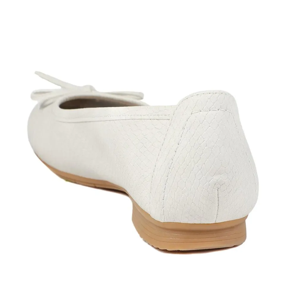 Short-Heeled Casual Pumps - Beige Snake