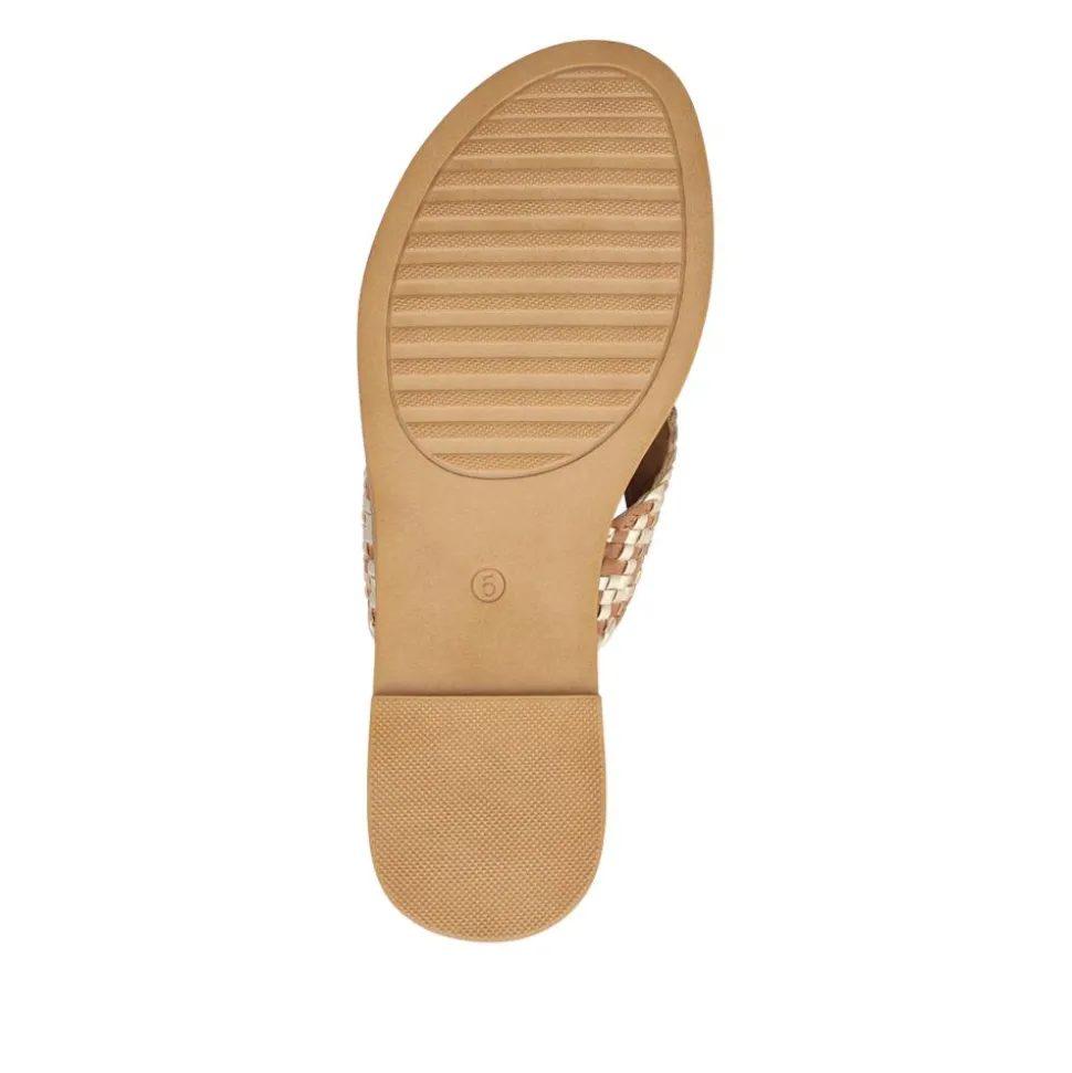Short-Heeled Toe-Post Sandals - Brown Multi