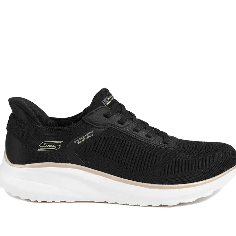 Skechers BOBS Squad Chaos Current-Muse Trainers - Black-Rose Gold