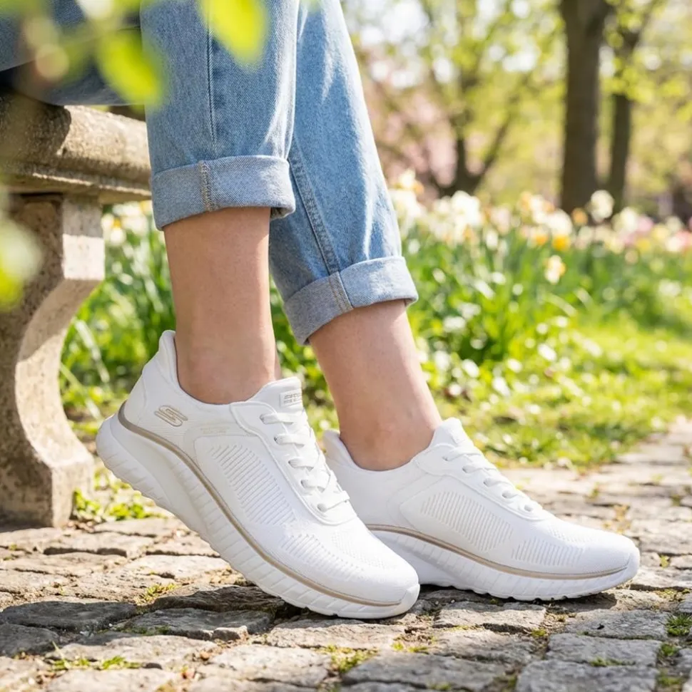 Skechers BOBS Squad Chaos Current-Muse Trainers - White-Gold