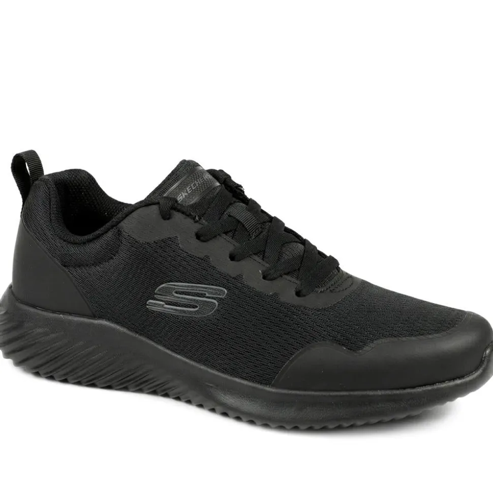 Skechers Bounder Arcadia Lace Up Trainers - Black-Black