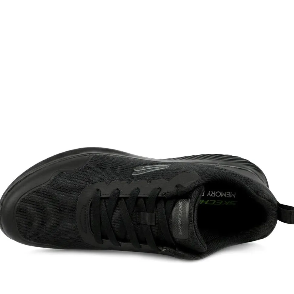Skechers Bounder Arcadia Lace Up Trainers - Black-Black