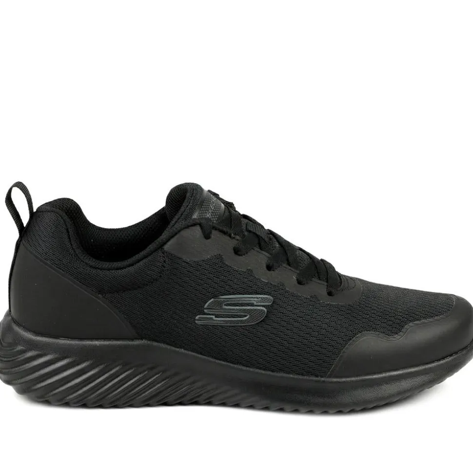 Skechers Bounder Arcadia Lace Up Trainers - Black-Black