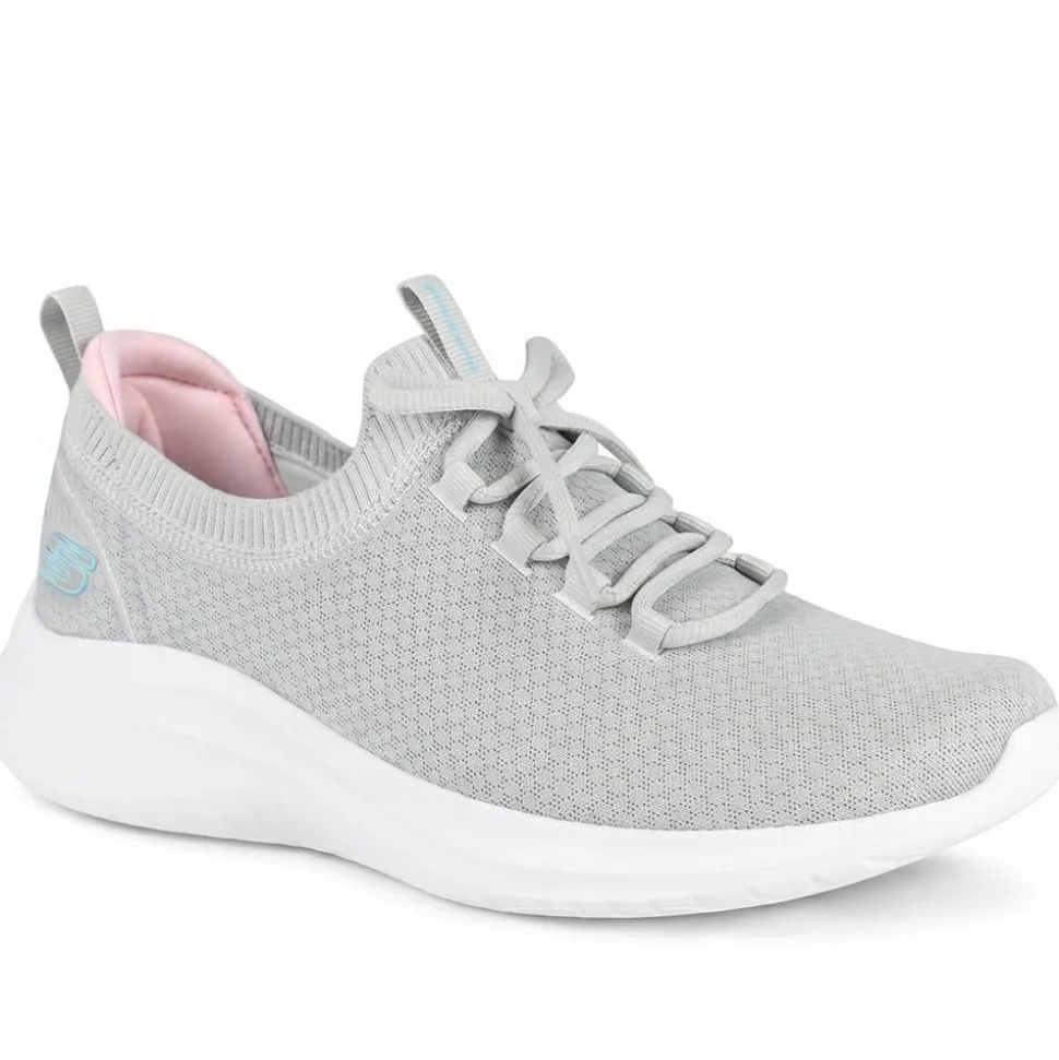 Skechers Breathable Lace Up Trainers - Light Grey