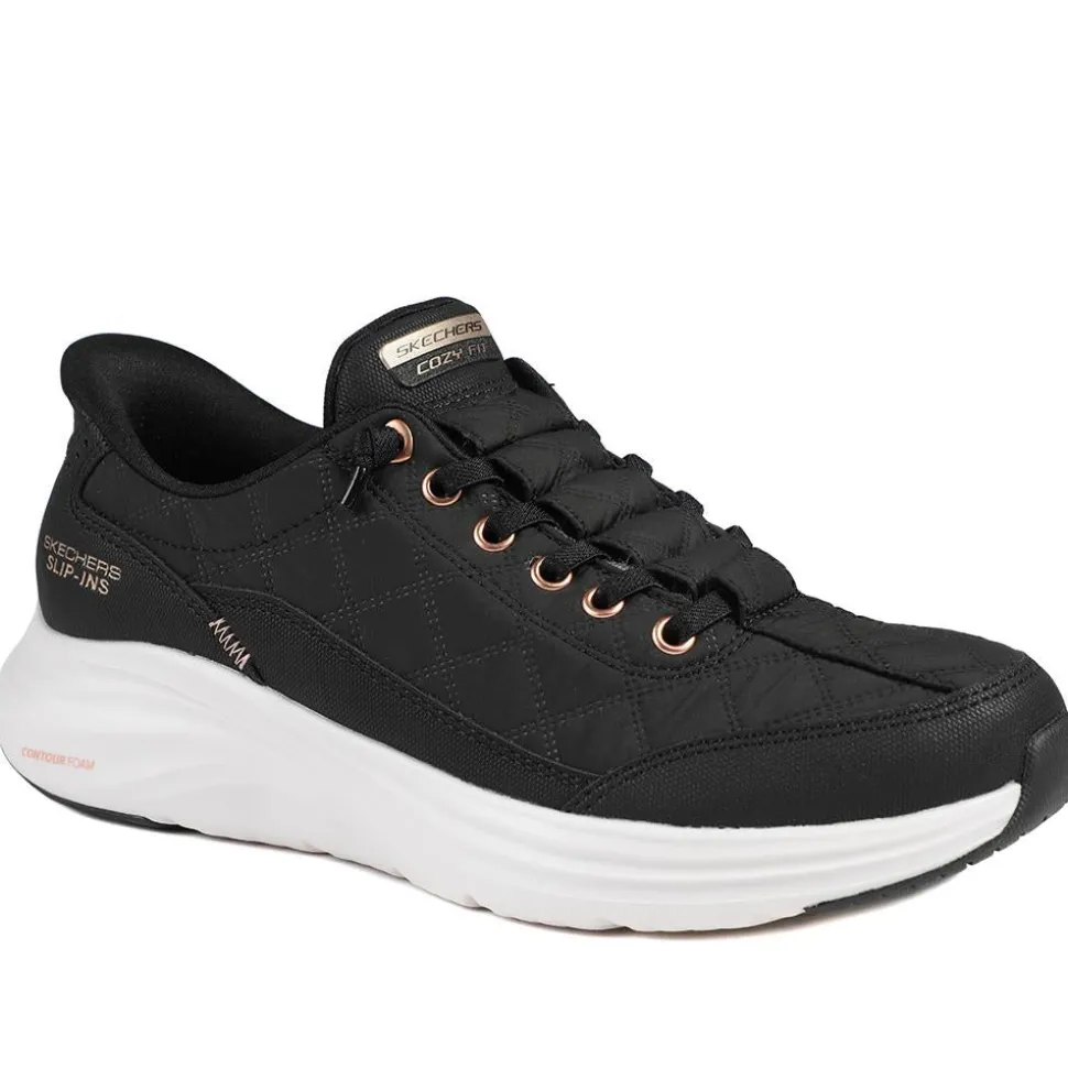 Skechers Contour Foam Trainers - Black-Rose Gold