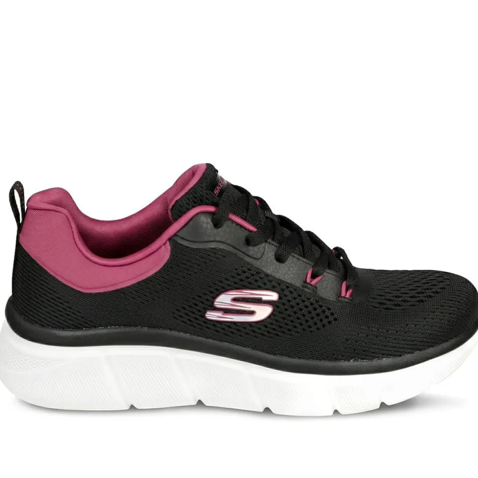 Skechers Cushioned Lace Up Trainers - Black-Pink