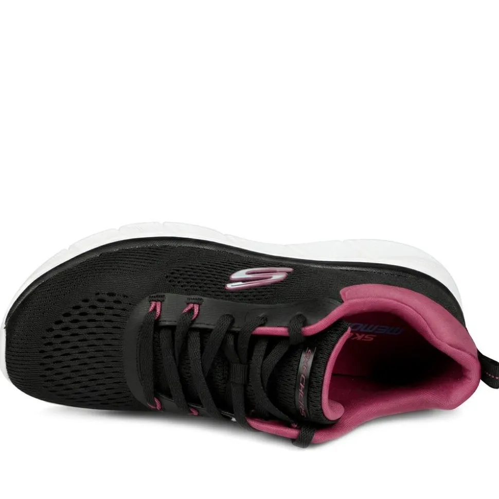 Skechers Cushioned Lace Up Trainers - Black-Pink