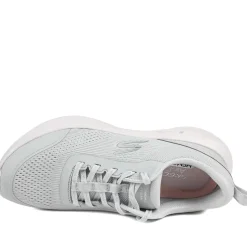 Skechers Lace Up Plush Foam® Trainers - Grey-Pink
