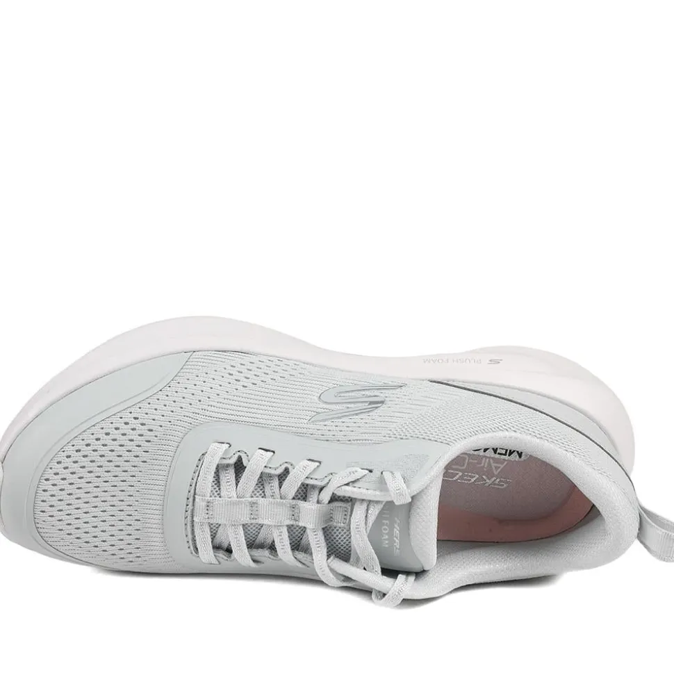 Skechers Lace Up Plush Foam® Trainers - Grey-Pink