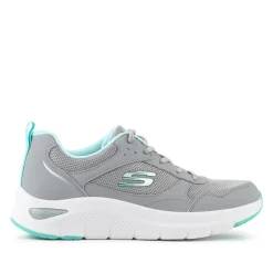 Skechers Memory Foam Lace Up Trainers - Light Grey
