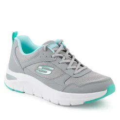 Skechers Memory Foam Lace Up Trainers - Light Grey