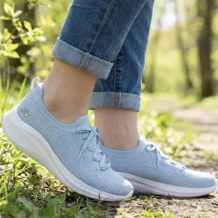 Skechers Sporty Breathable Slip On Trainers - Light Blue