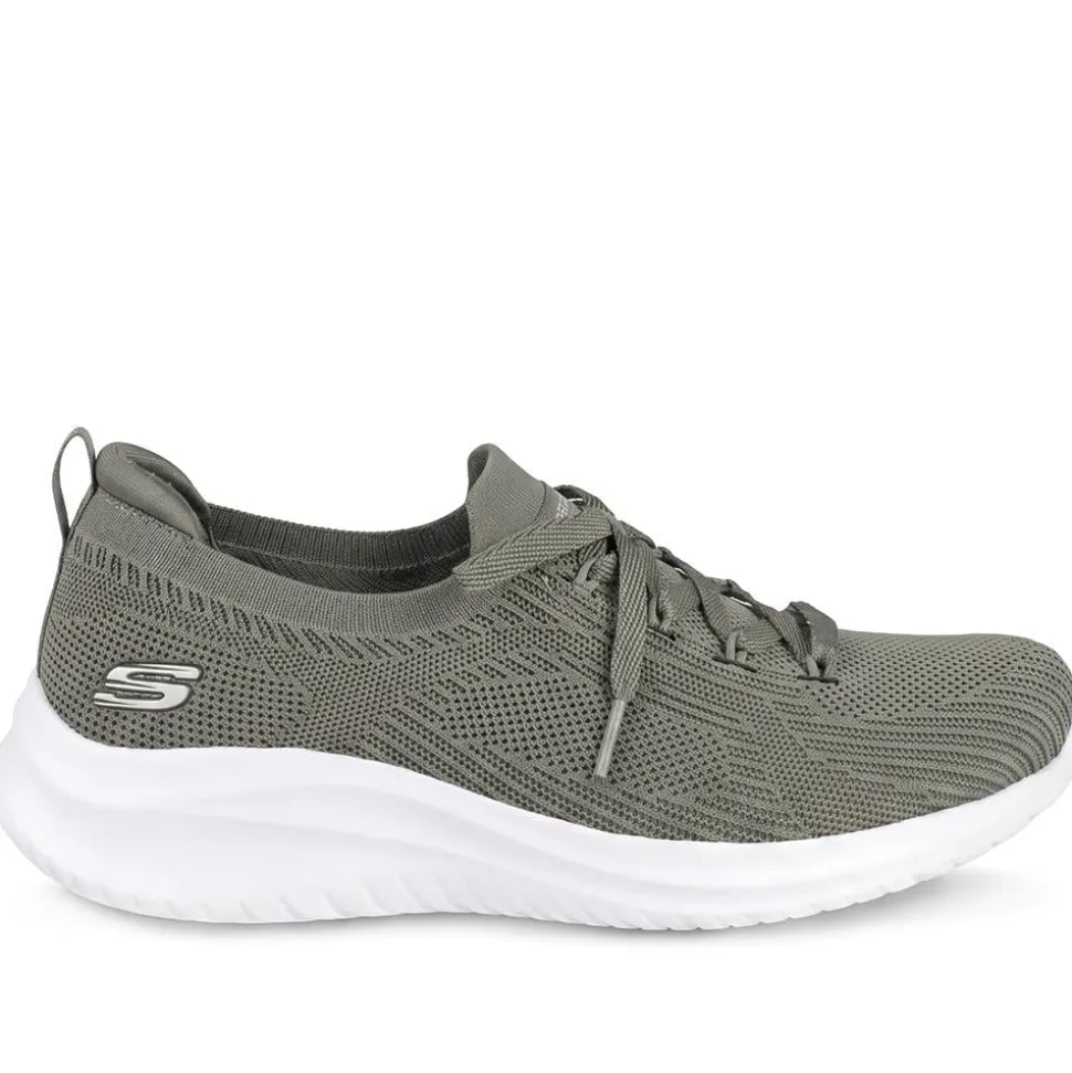 Skechers Sporty Breathable Slip On Trainers - Olive