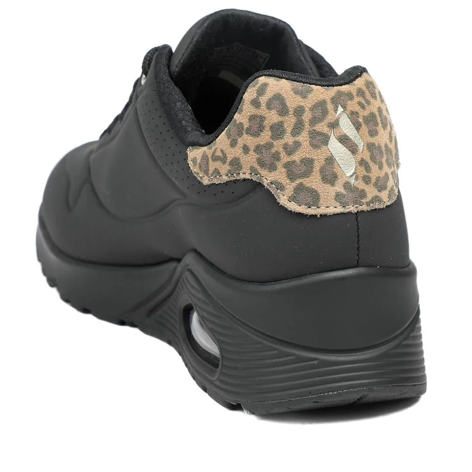 Skechers Uno-Jungle Nite Trainers - Black-Leopard