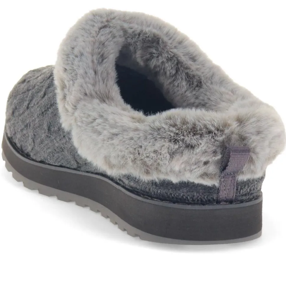 Skechers Wide Fit Bobs Ice Angel Mule Slippers - Charcoal
