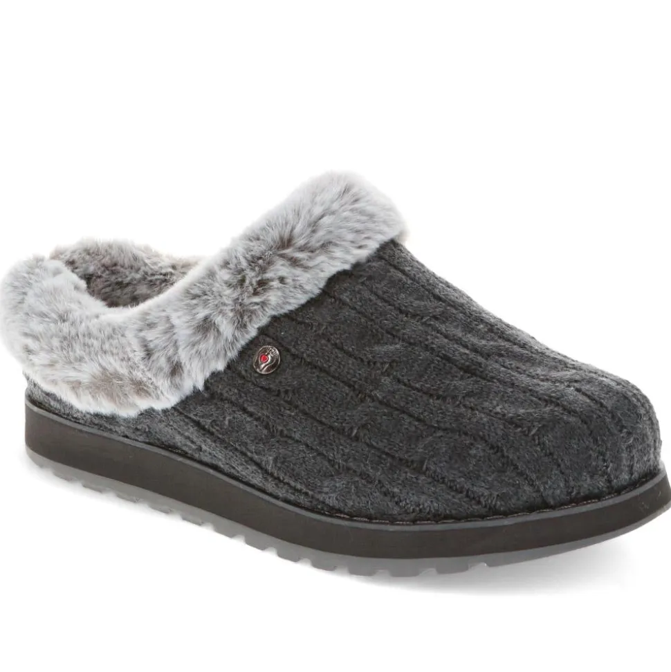 Skechers Wide Fit Bobs Ice Angel Mule Slippers - Charcoal