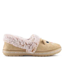Skechers Wide Fit Cat Slippers - Tan