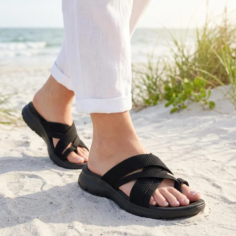 Skechers Wide Fit Summits Fantasy Walk Sandals - Black