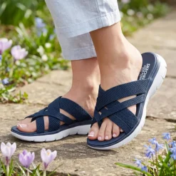 Skechers Wide Fit Summits Fantasy Walk Sandals - Navy