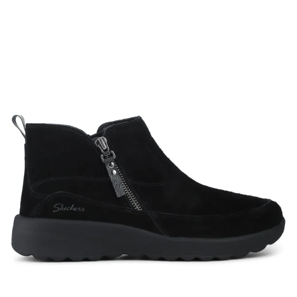 Skechers Zip Up Leather Boots - Black