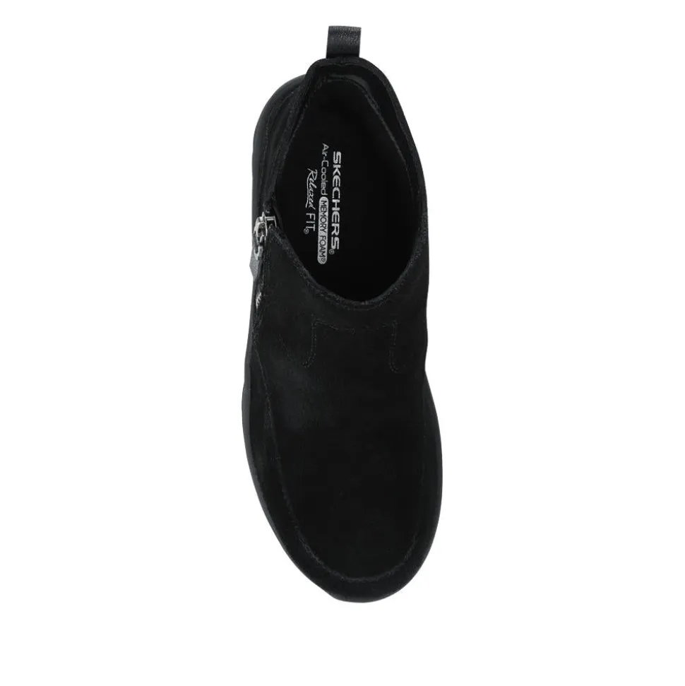 Skechers Zip Up Leather Boots - Black