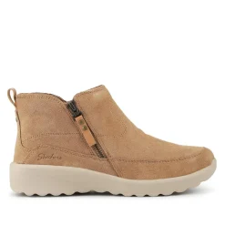 Skechers Zip Up Leather Boots - Tan