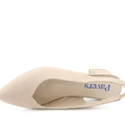 Slingback Block Heel Court Shoes - Beige