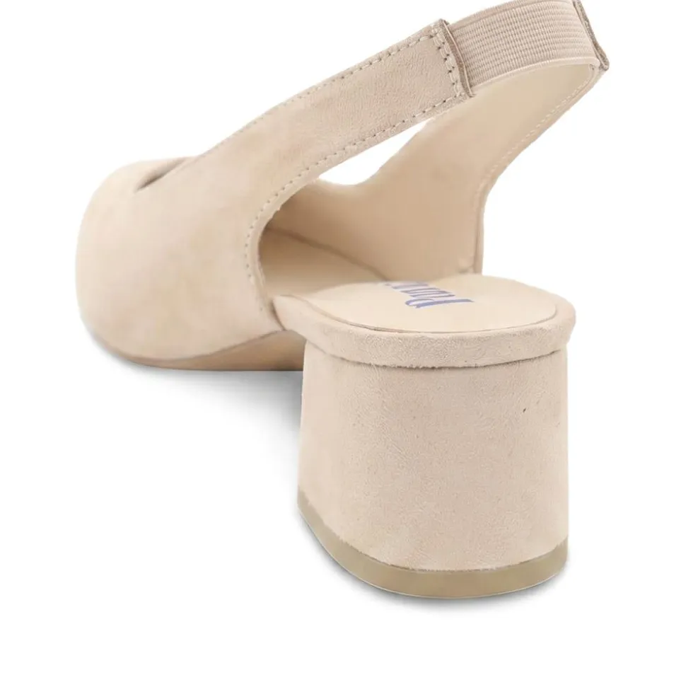 Slingback Block Heel Court Shoes - Beige