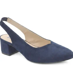 Slingback Block Heel Court Shoes - Navy
